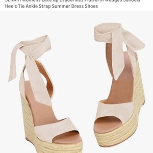 Women’s Cream Ankle-Tie Espadrille Wedge Sandals